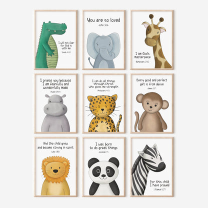 Safari themed nursery bible verse prints