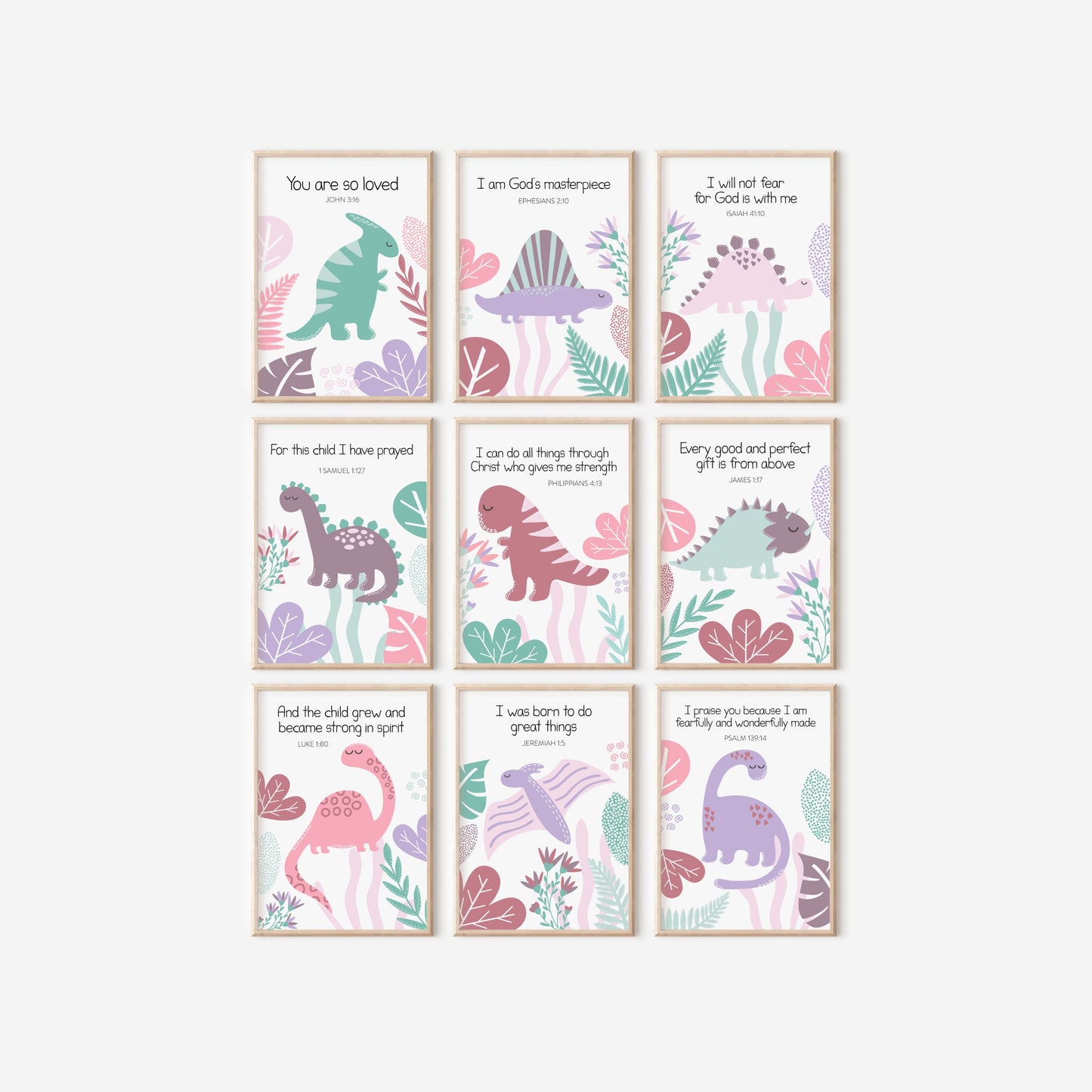 Pink Dinosaur Christian Verse Prints