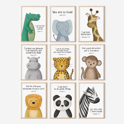Jungle Bible Verse Prints, Set of 6 - Dolly and Fred Designs