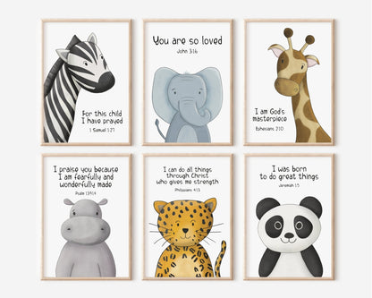 Jungle Bible Verse Prints, Set of 6 - Dolly and Fred Designs