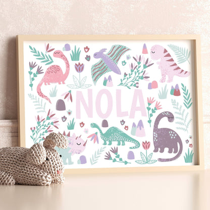 Landscape Dinosaur Name Print - Dolly and Fred Designs