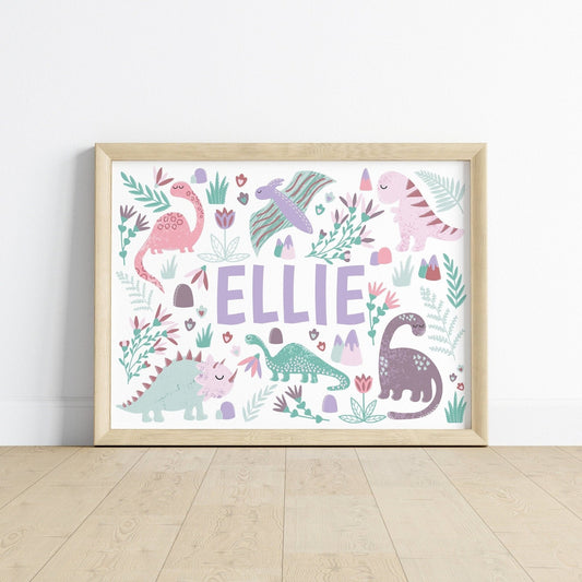 Landscape Dinosaur Name Print - Dolly and Fred Designs