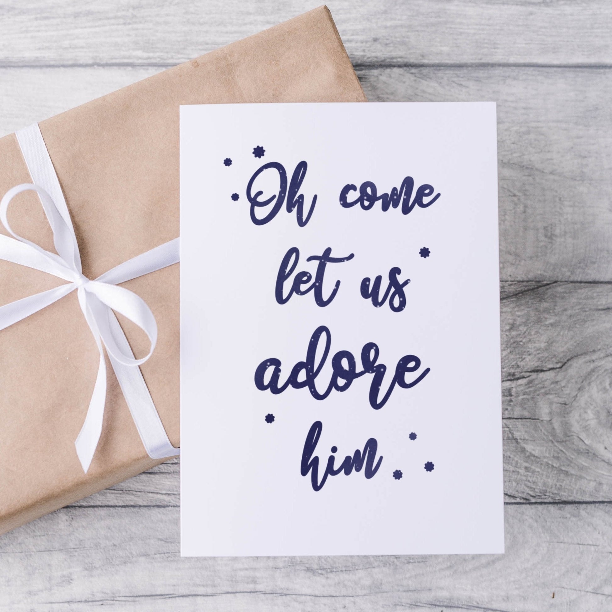 Let us adore him christmas card - Dolly and Fred Designs