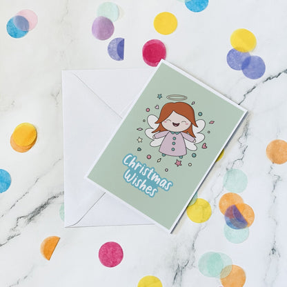 Light Green Angel christmas card - Dolly and Fred Designs