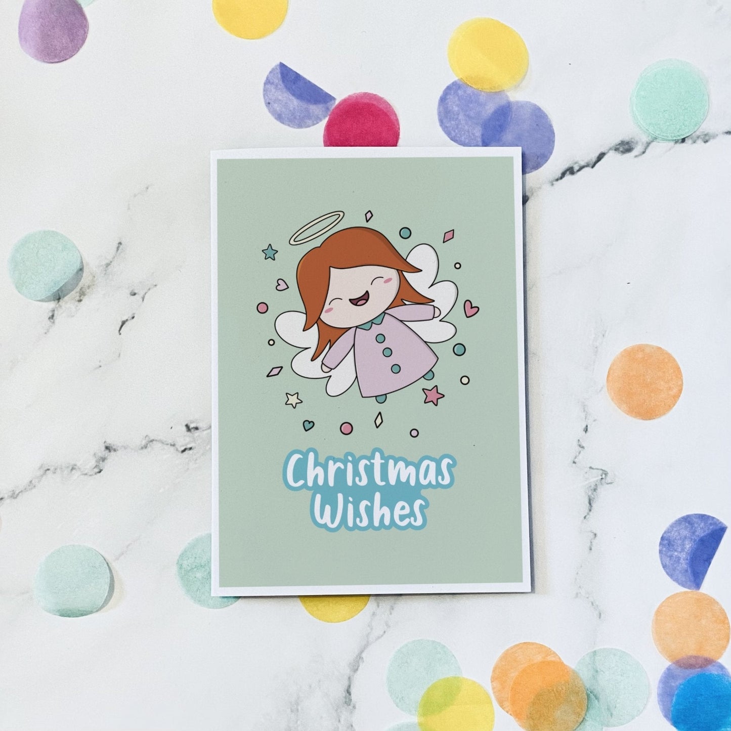 Light Green Angel christmas card - Dolly and Fred Designs