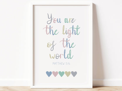 Light Of The World Bible Verse Print - Dolly and Fred Designs