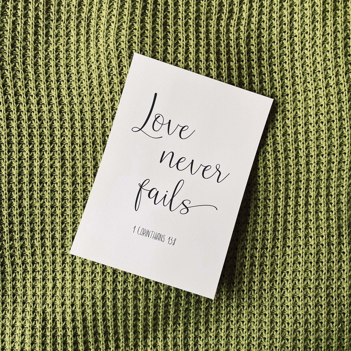 Love Never Fails Bible Verse Print - Dolly and Fred Designs