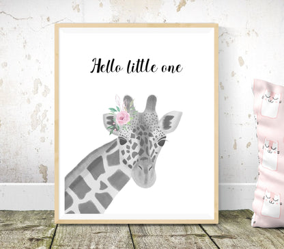 Monochrome Giraffe Nursery Print - Dolly and Fred Designs