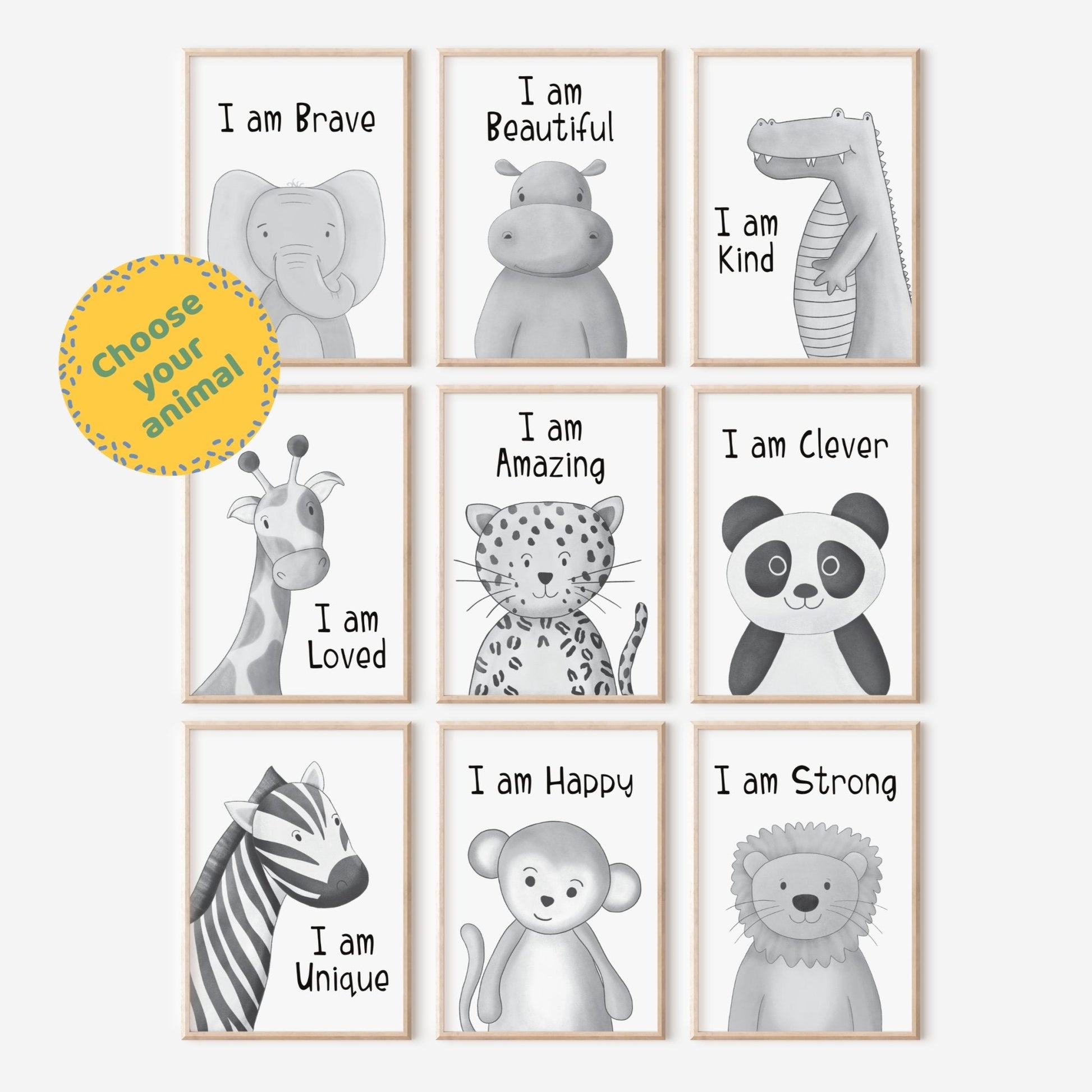 Monochrome Safari Affirmation Print Set of 3 - Dolly and Fred Designs