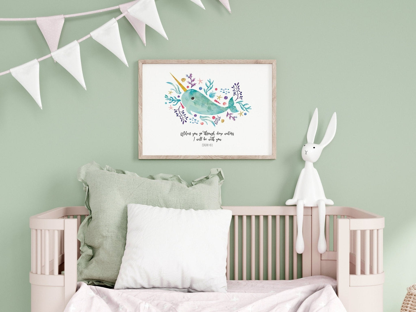 Narwhal bible verse print - Dolly and Fred Designs
