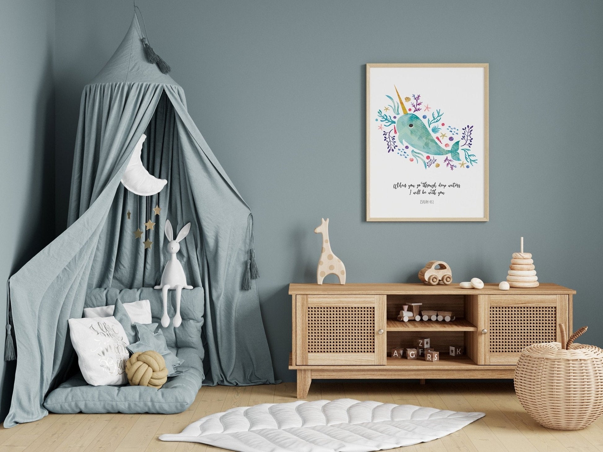 Narwhal bible verse print - Dolly and Fred Designs