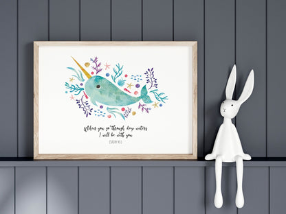 Narwhal bible verse print - Dolly and Fred Designs