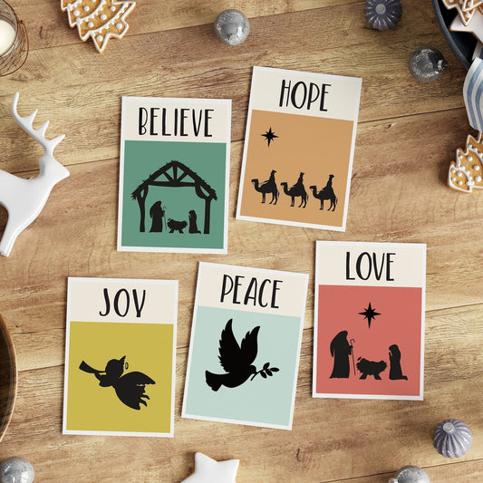 Nativity Christmas Card Set, Pack of 5 A6 Cards - Dolly and Fred Designs