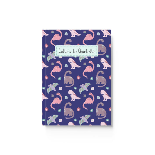 Navy and Pink Dinosaur Hardback Notebook - Dolly and Fred Designs