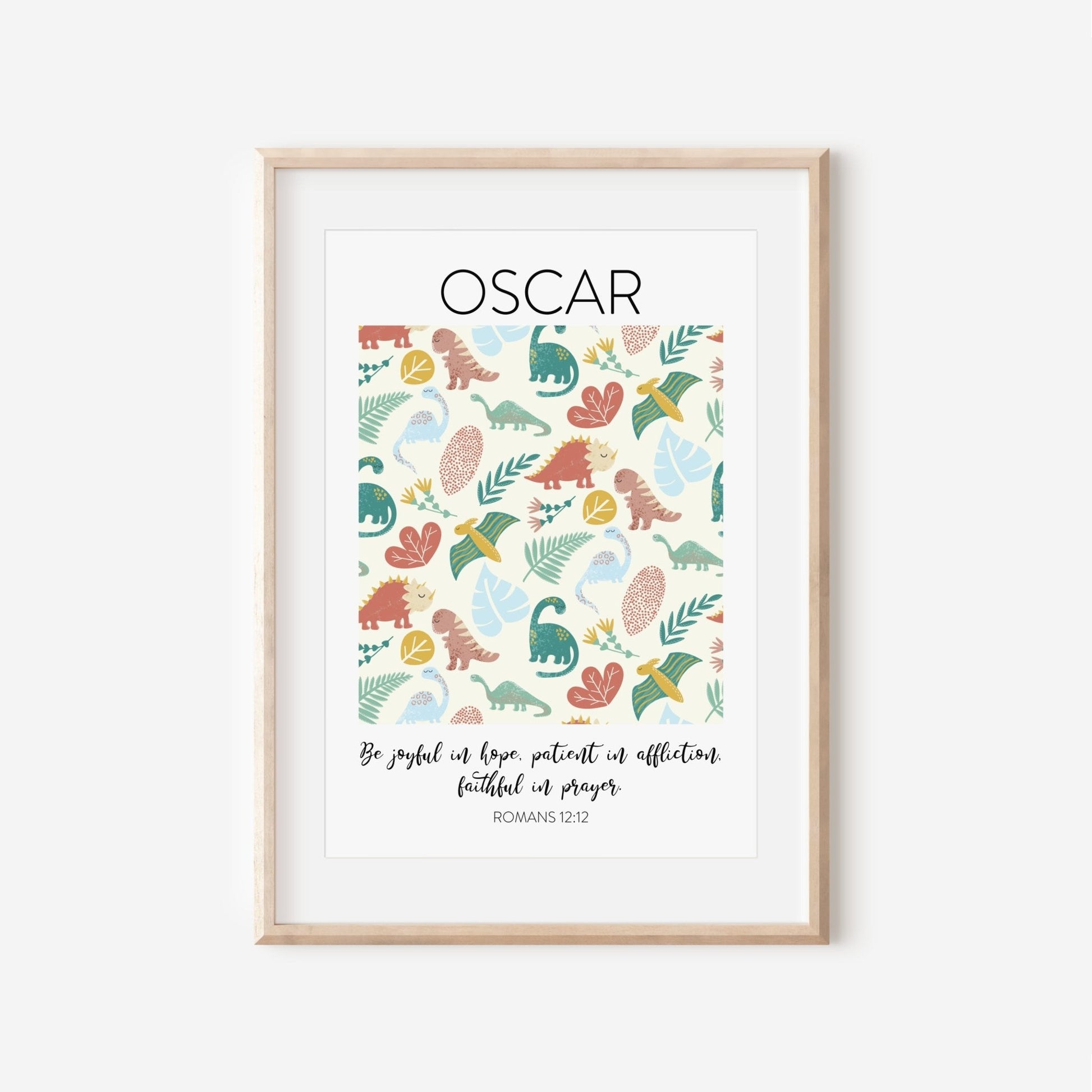 Neutral Dinosaur Bible Verse Print - Dolly and Fred Designs