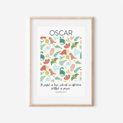 Neutral Dinosaur Bible Verse Print - Dolly and Fred Designs