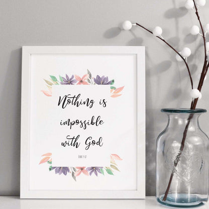 Nothing is impossible bible verse print - Dolly and Fred Designs
