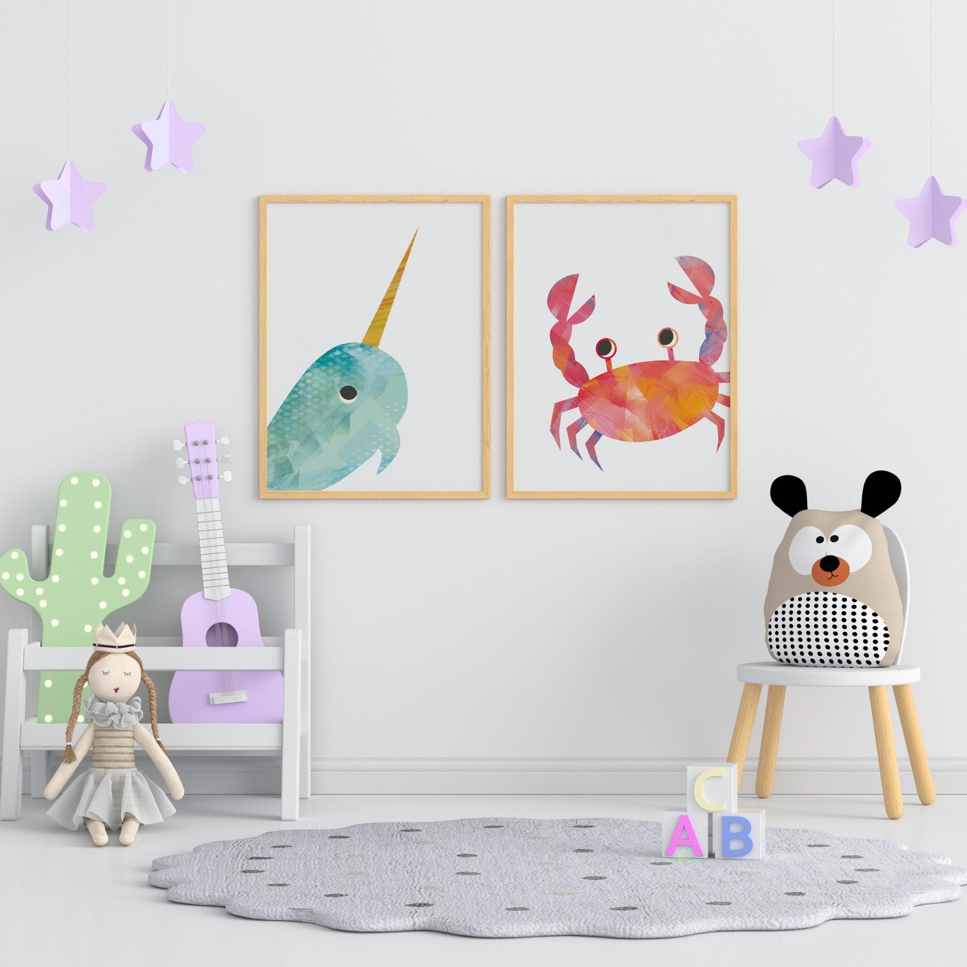 Ocean animal nursery prints - Dolly and Fred Designs