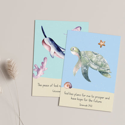 Ocean bible verse affirmation cards - Dolly and Fred Designs