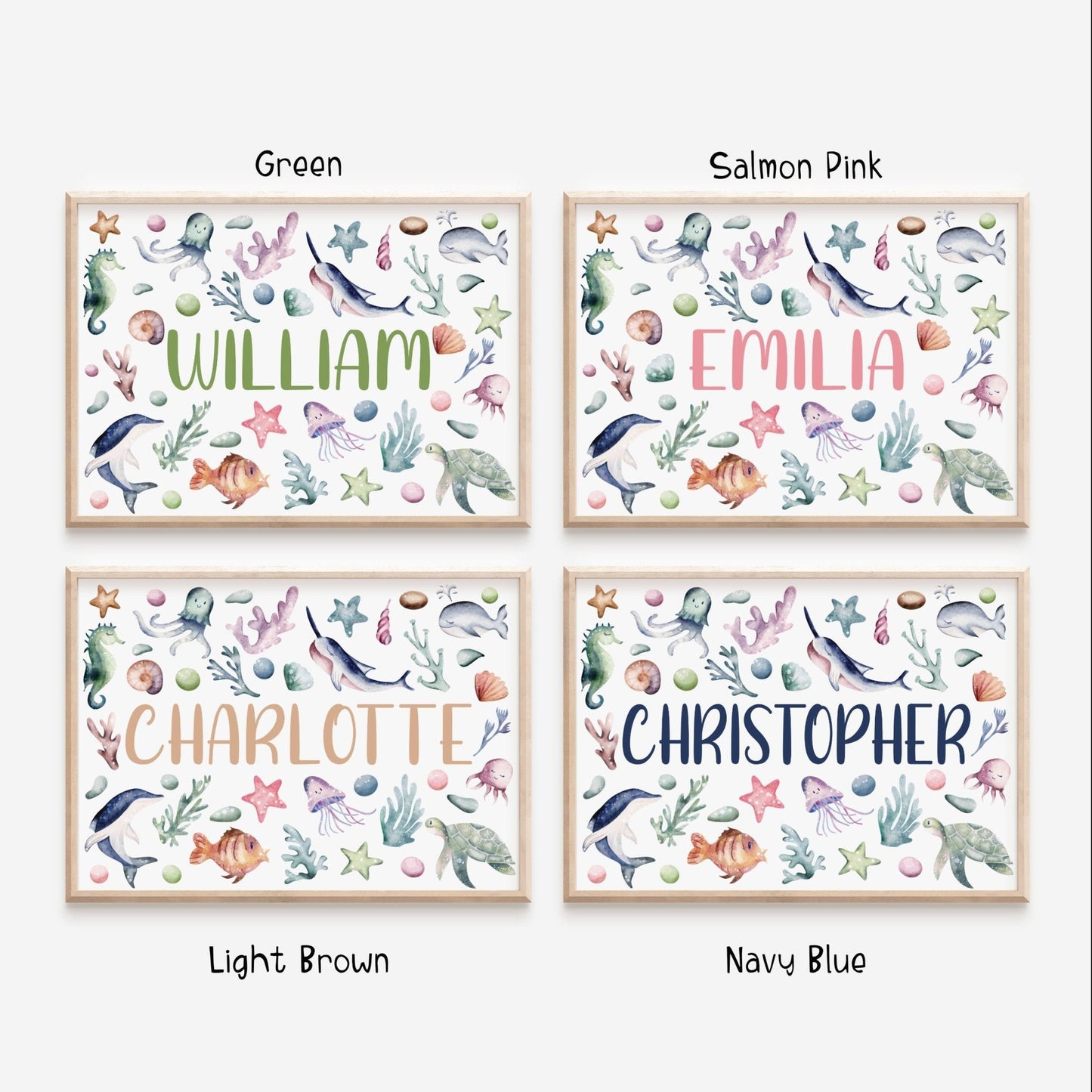 Ocean Nursery Name Print - Dolly and Fred Designs