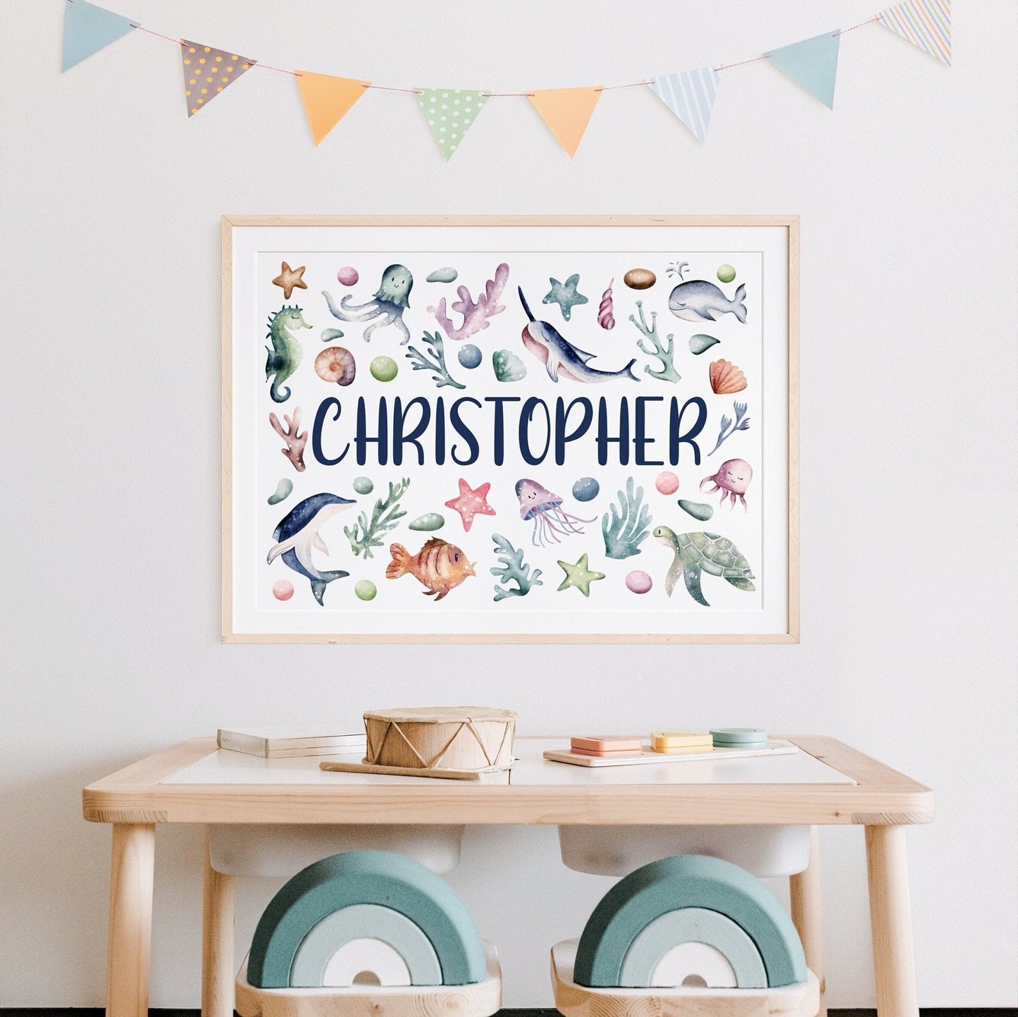 Ocean Nursery Name Print - Dolly and Fred Designs