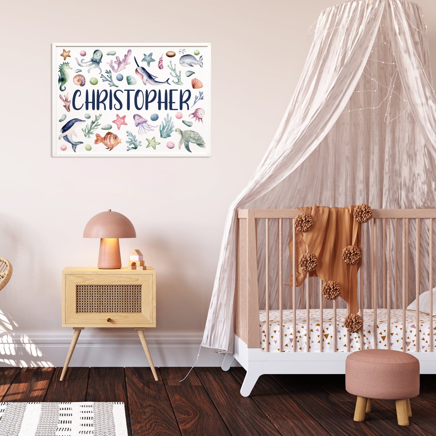 Ocean Nursery Name Print - Dolly and Fred Designs