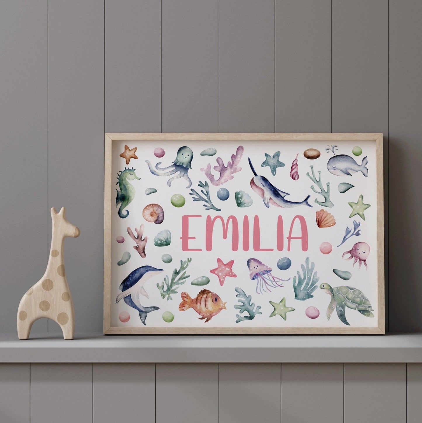 Ocean Nursery Name Print - Dolly and Fred Designs
