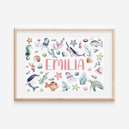 Ocean Nursery Name Print - Dolly and Fred Designs