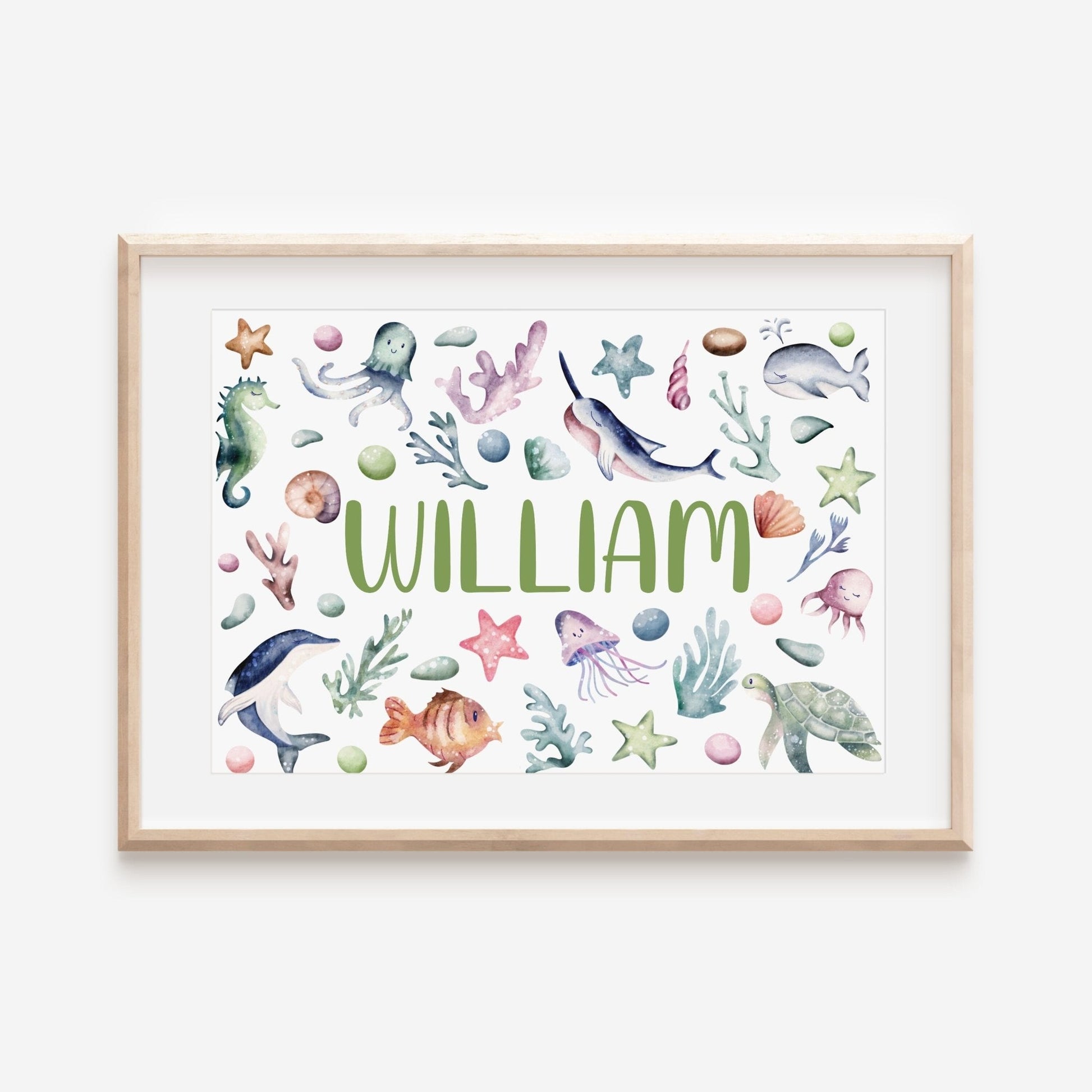Ocean Nursery Name Print - Dolly and Fred Designs
