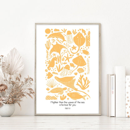 Ocean themed bible verse nursery print - Dolly and Fred Designs