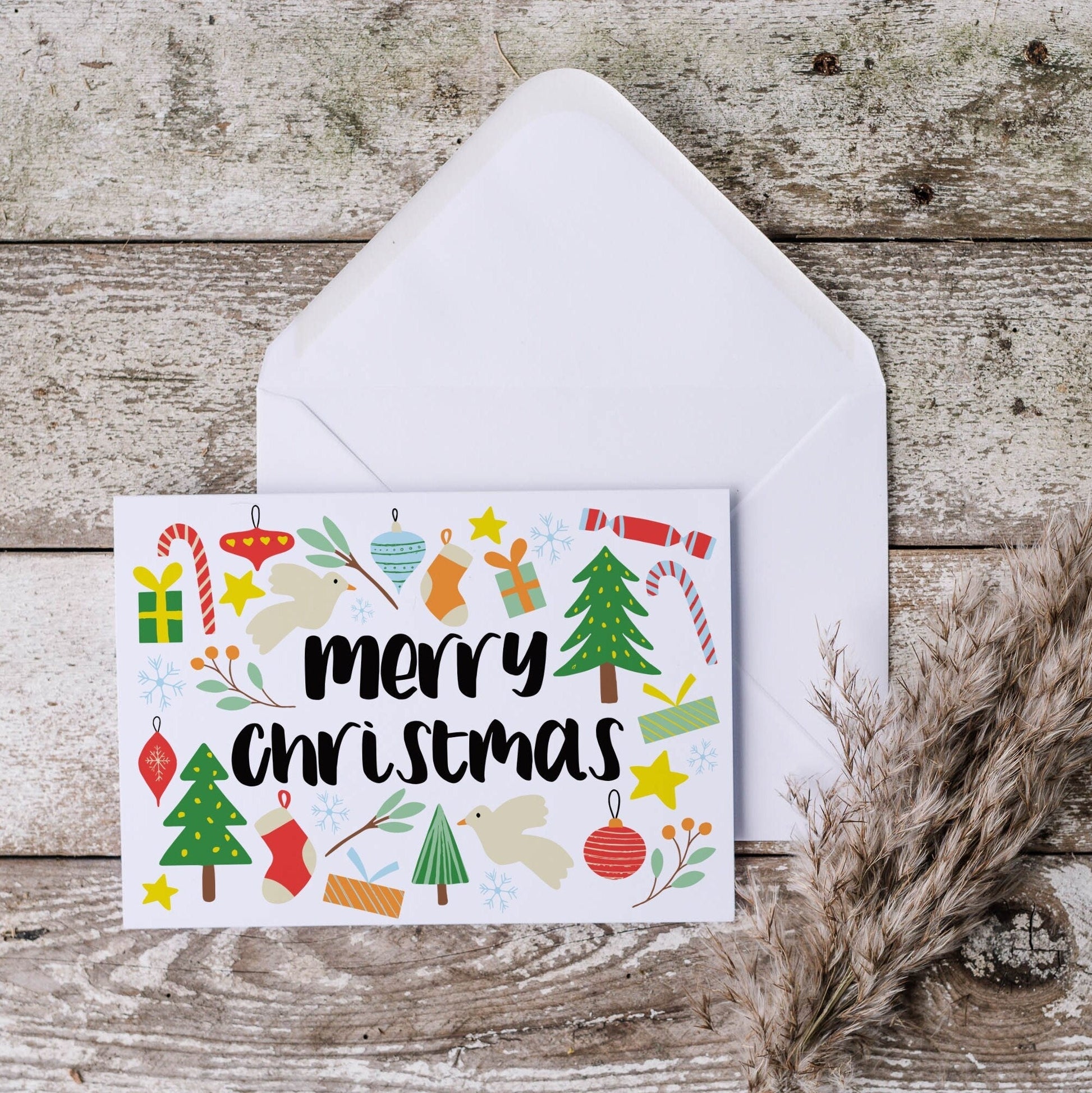 Pack of 5 bright Christmas cards - Dolly and Fred Designs