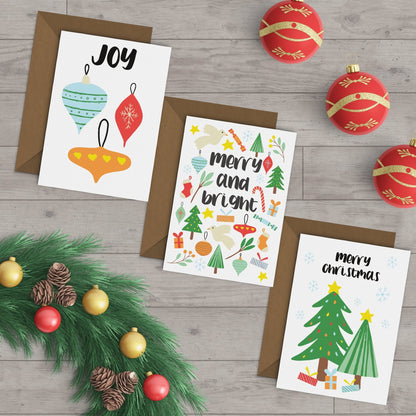Pack of 5 bright Christmas cards - Dolly and Fred Designs