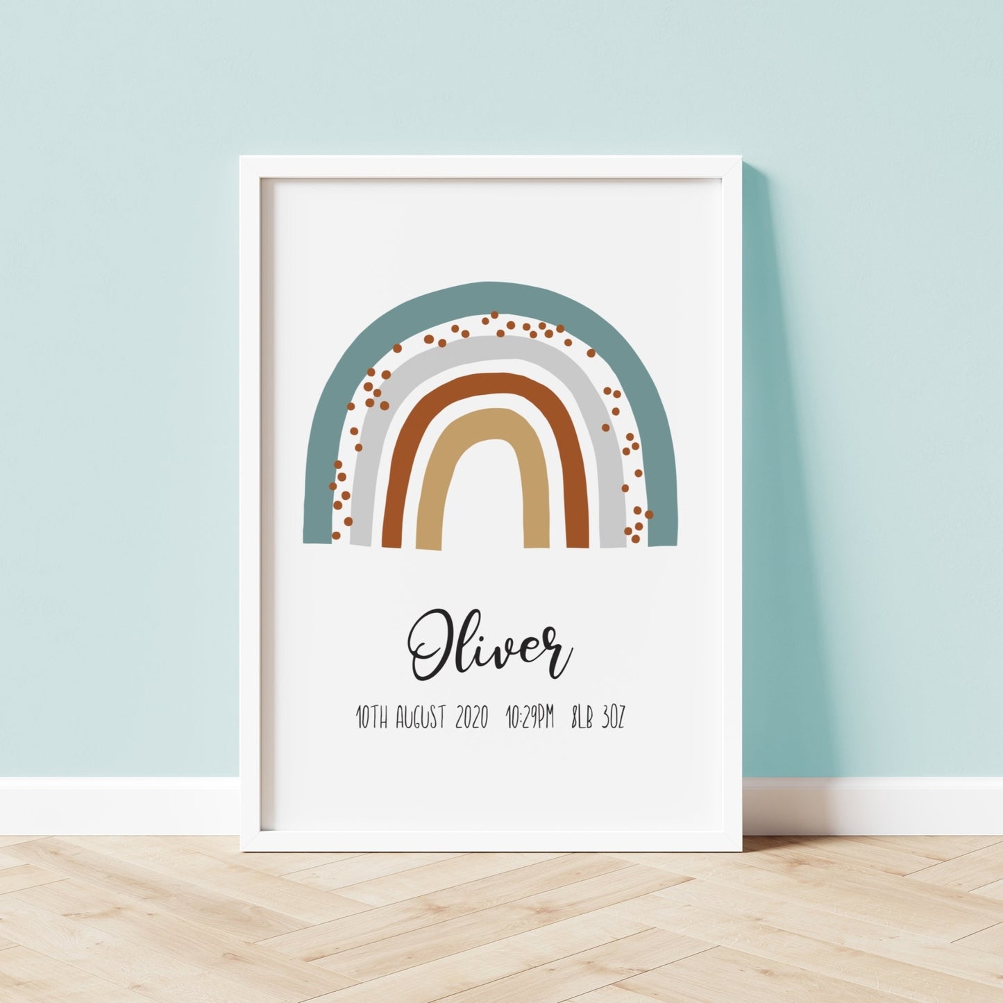 Pastel Rainbow Print with birth details - Dolly and Fred Designs