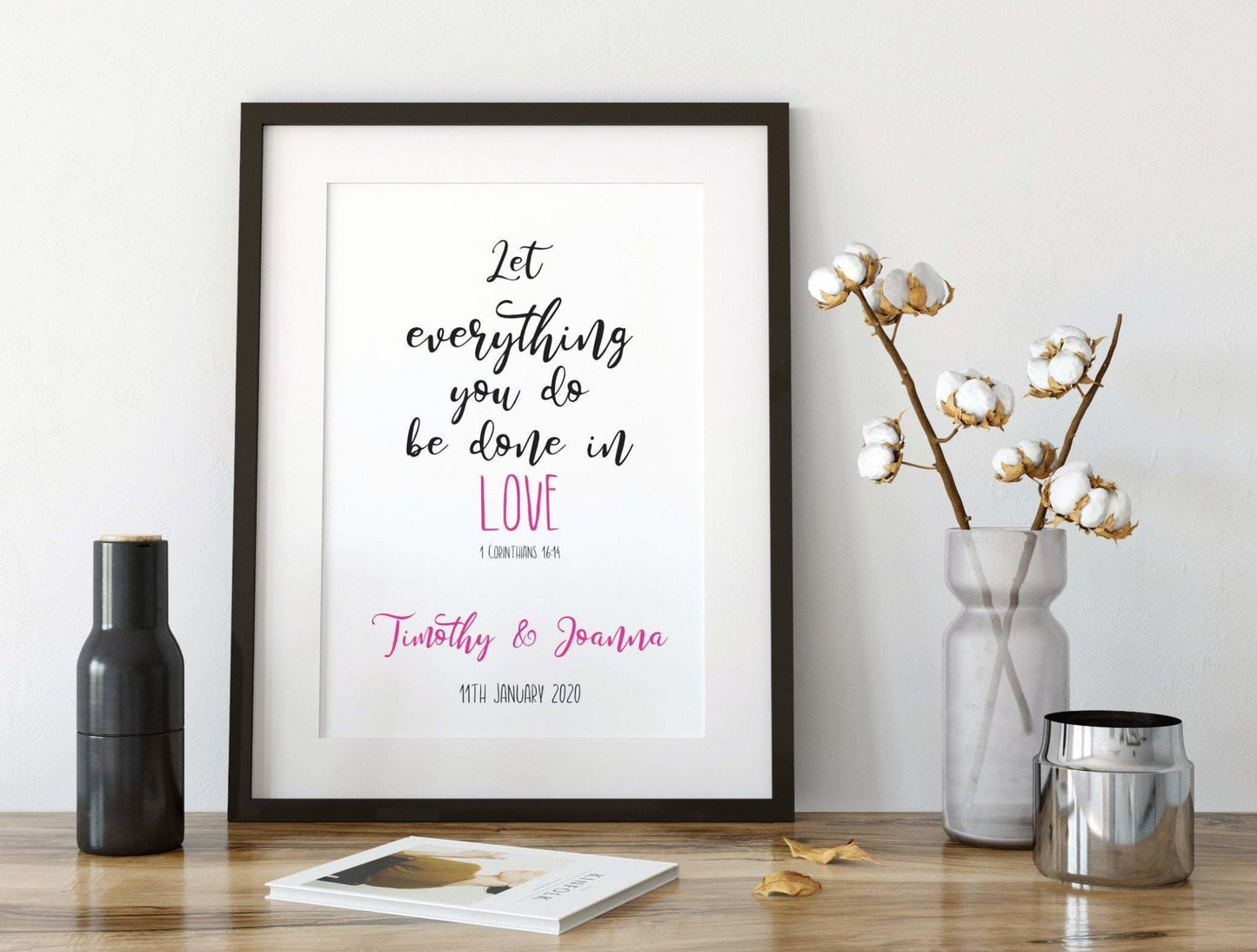 Personalised bible verse wedding gift print - Dolly and Fred Designs