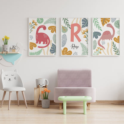 Personalised blue dinosaur print set - Dolly and Fred Designs