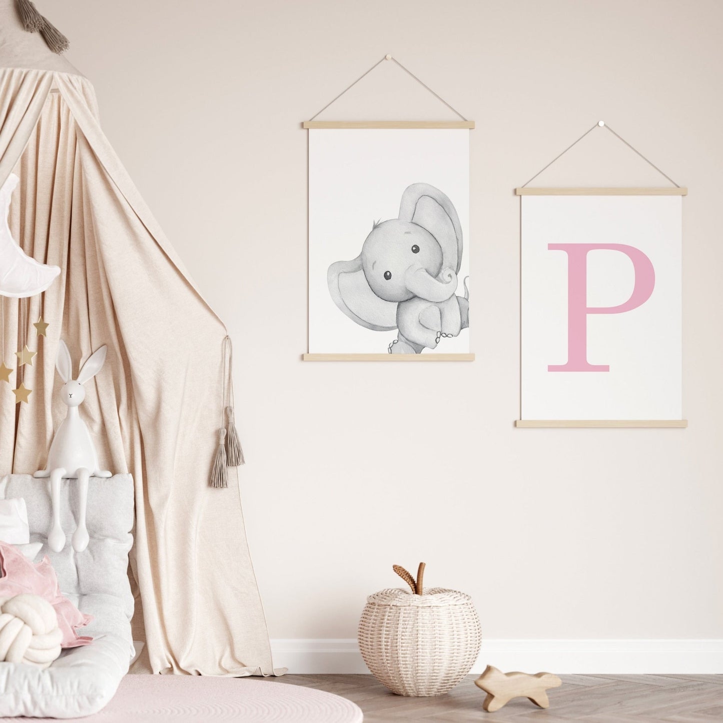 Personalised Elephant Nursery Print Set - Dolly and Fred Designs