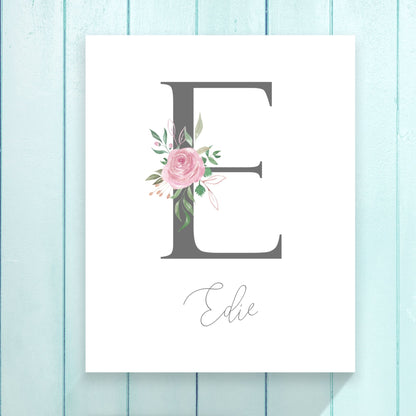 Personalised Grey Nursery Monogram art print - Dolly and Fred Designs