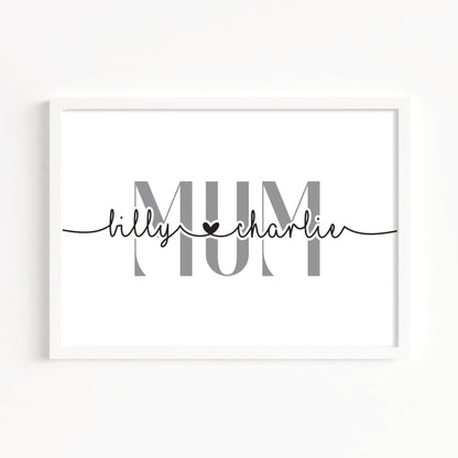 Personalised Mum and Children Print - Dolly and Fred Designs