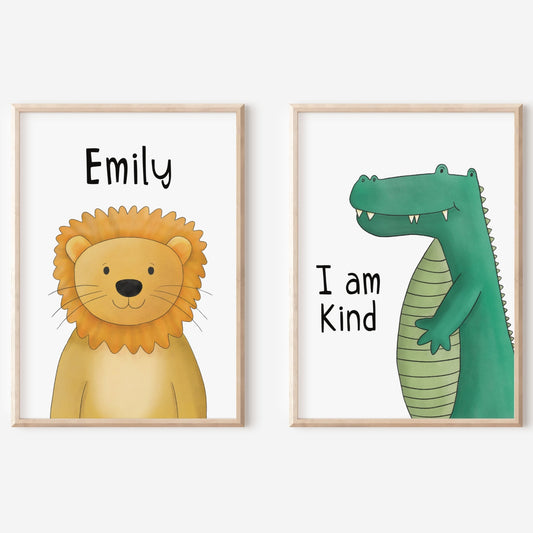 Personalised Safari Affirmation Print Set of 2 - Dolly and Fred Designs