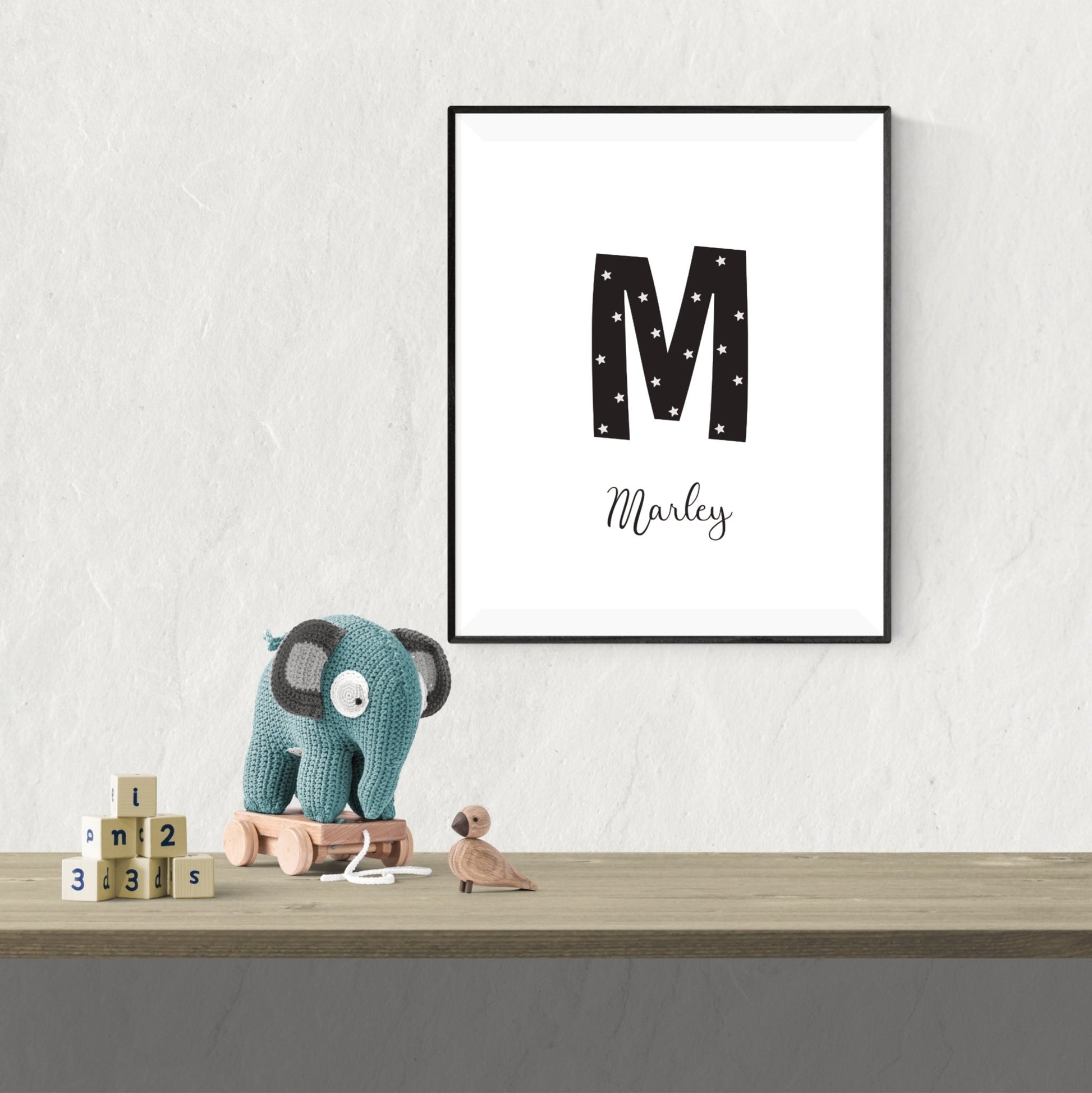 Personalised Scandinavian Monogram Name Print - Dolly and Fred Designs