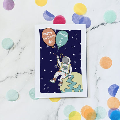 Personalised space birthday card - Dolly and Fred Designs