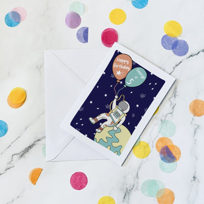 Personalised space birthday card - Dolly and Fred Designs