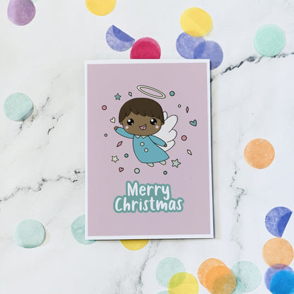 Pink Angel christmas card - Dolly and Fred Designs