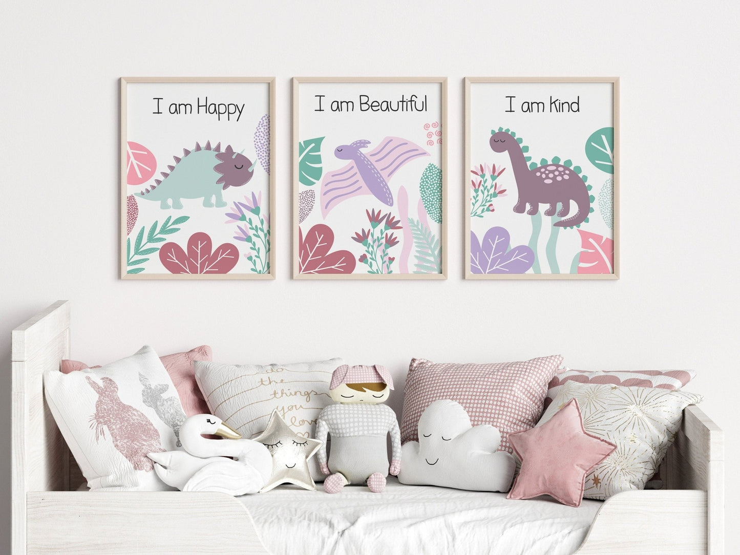 Pink Dinosaur Affirmation prints - Dolly and Fred Designs