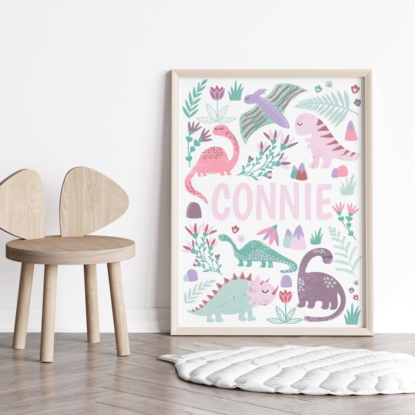 Pink Dinosaur Print Set of 3 - Dolly and Fred Designs