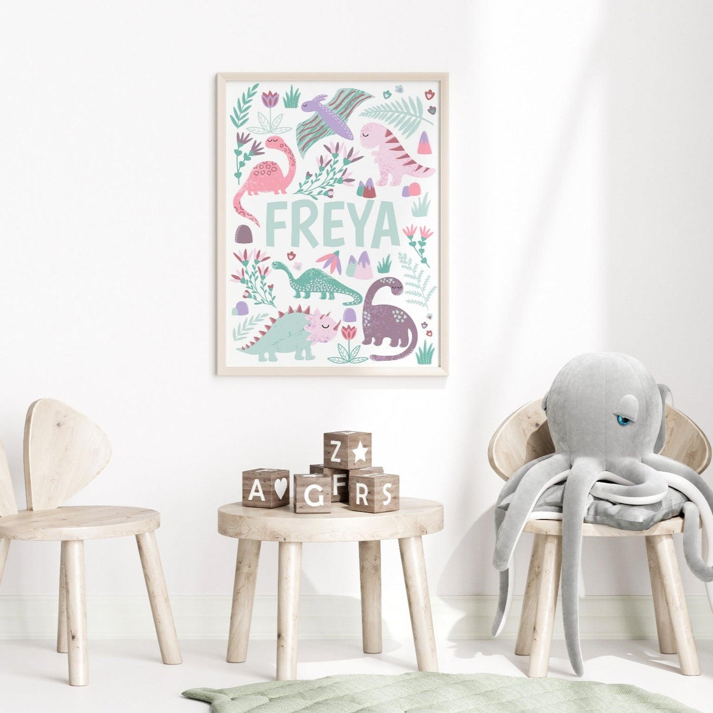 Pink Dinosaur Print Set of 3 - Dolly and Fred Designs