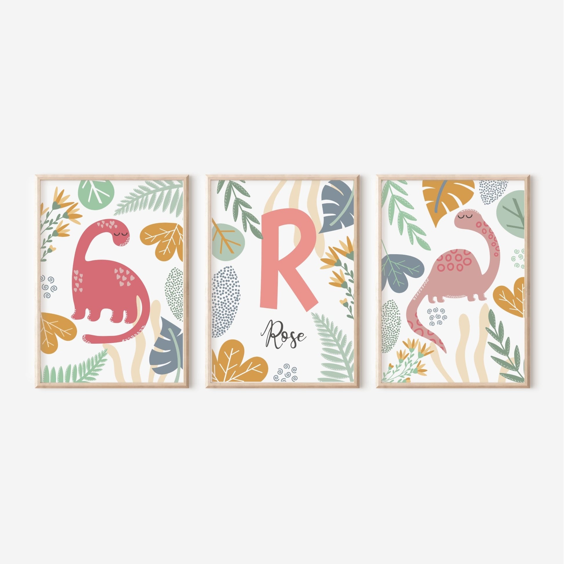 Pink dinosaurs in the jungle print set - Dolly and Fred Designs