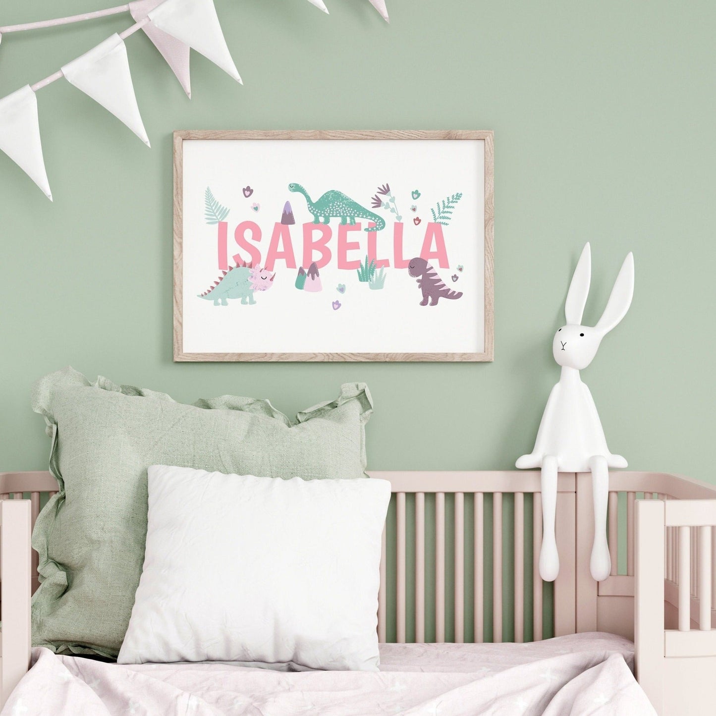 Pink Landscape Dinosaur Name Print - Dolly and Fred Designs