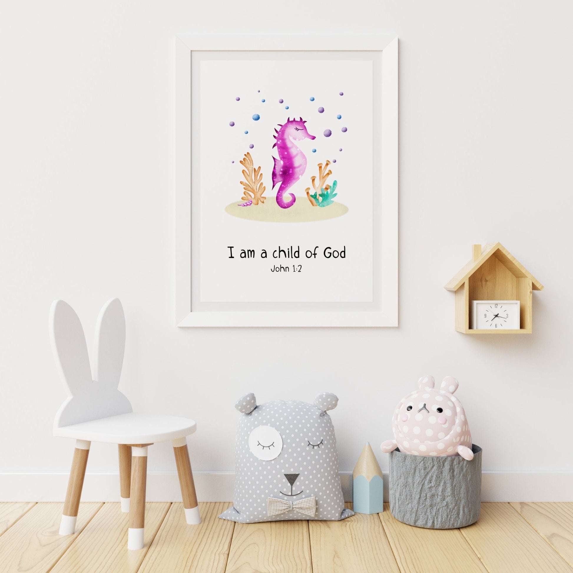 Pink Ocean Bible Verse Nursery Print set - Dolly and Fred Designs
