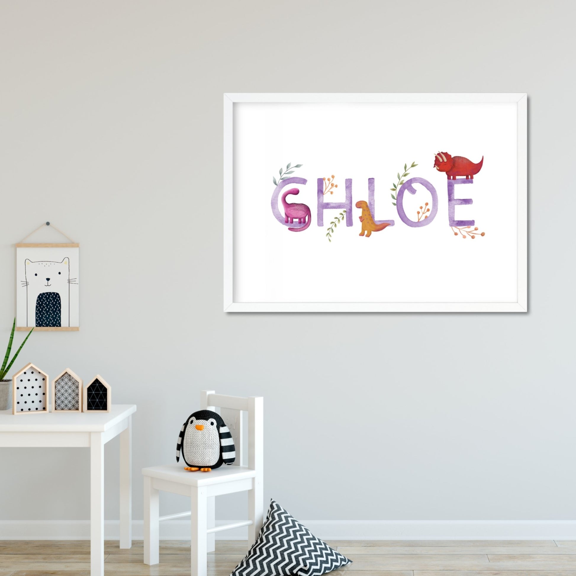 Purple Dinosaur Name Print - Dolly and Fred Designs